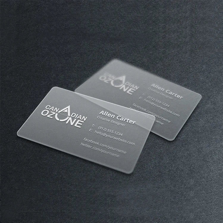 200pcs 500pcs Custom Translucent Business Cards PVC Print Plastic Identity Cards One Side Waterproof Round Corners Add White Ink