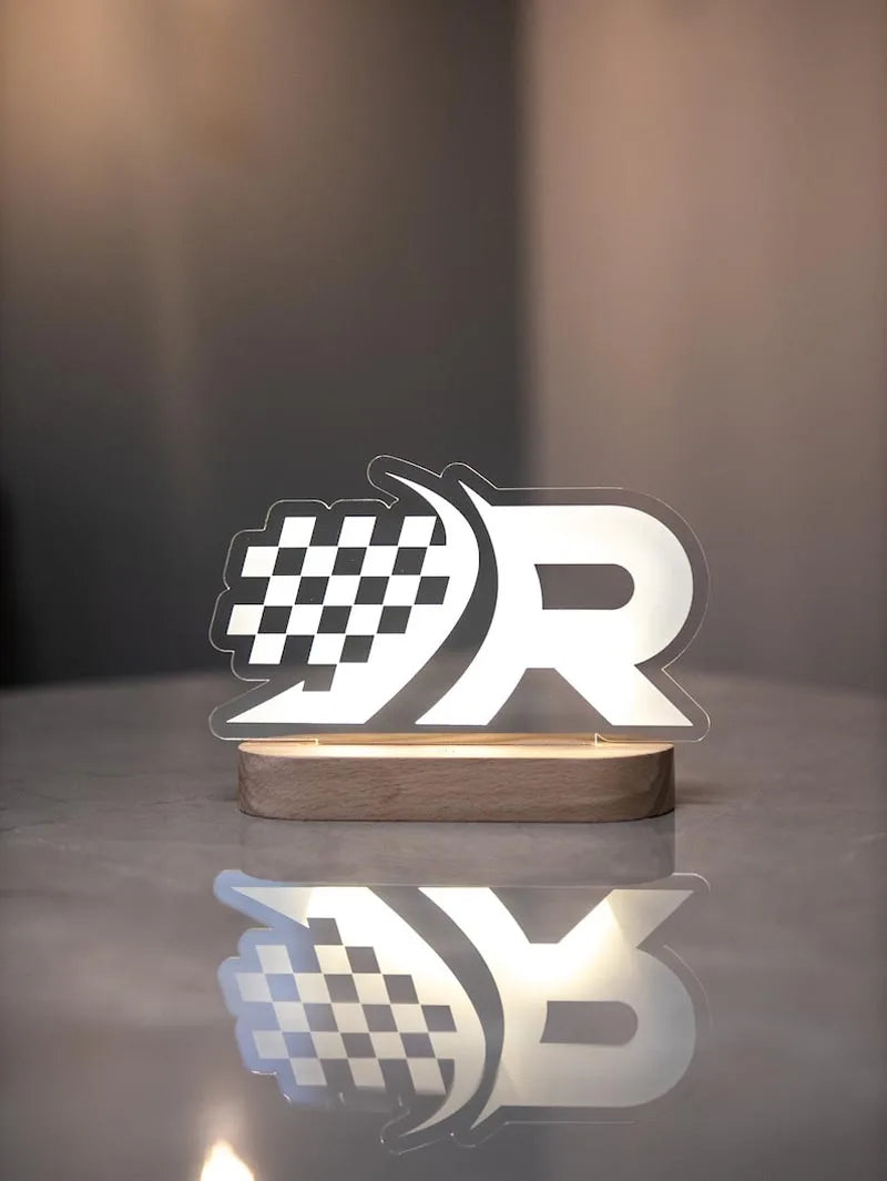 Custom Acrylic Business Logo Sign Personalized Brand QR Plaque Light Lamp Corporate Gifts Wood Social Media Table Decor Sign