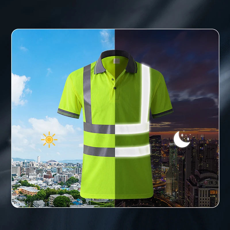 Custom LOGO T-Shirt for Men Work Safety Vest Fluorescent Yellow Workwear Vest ﻿Safety Volunteer Uniform