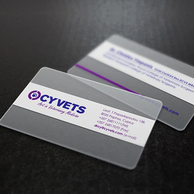 200pcs 500pcs Custom Translucent Business Cards PVC Print Plastic Identity Cards One Side Waterproof Round Corners Add White Ink