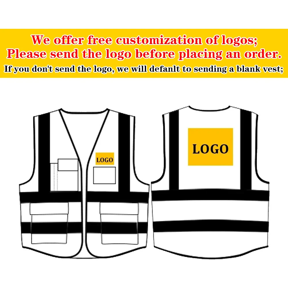 Custom LOGO Safety Vest with Pockets and Zipper Construction Vest Two Tone Workwear Vest Volunteer Uniform