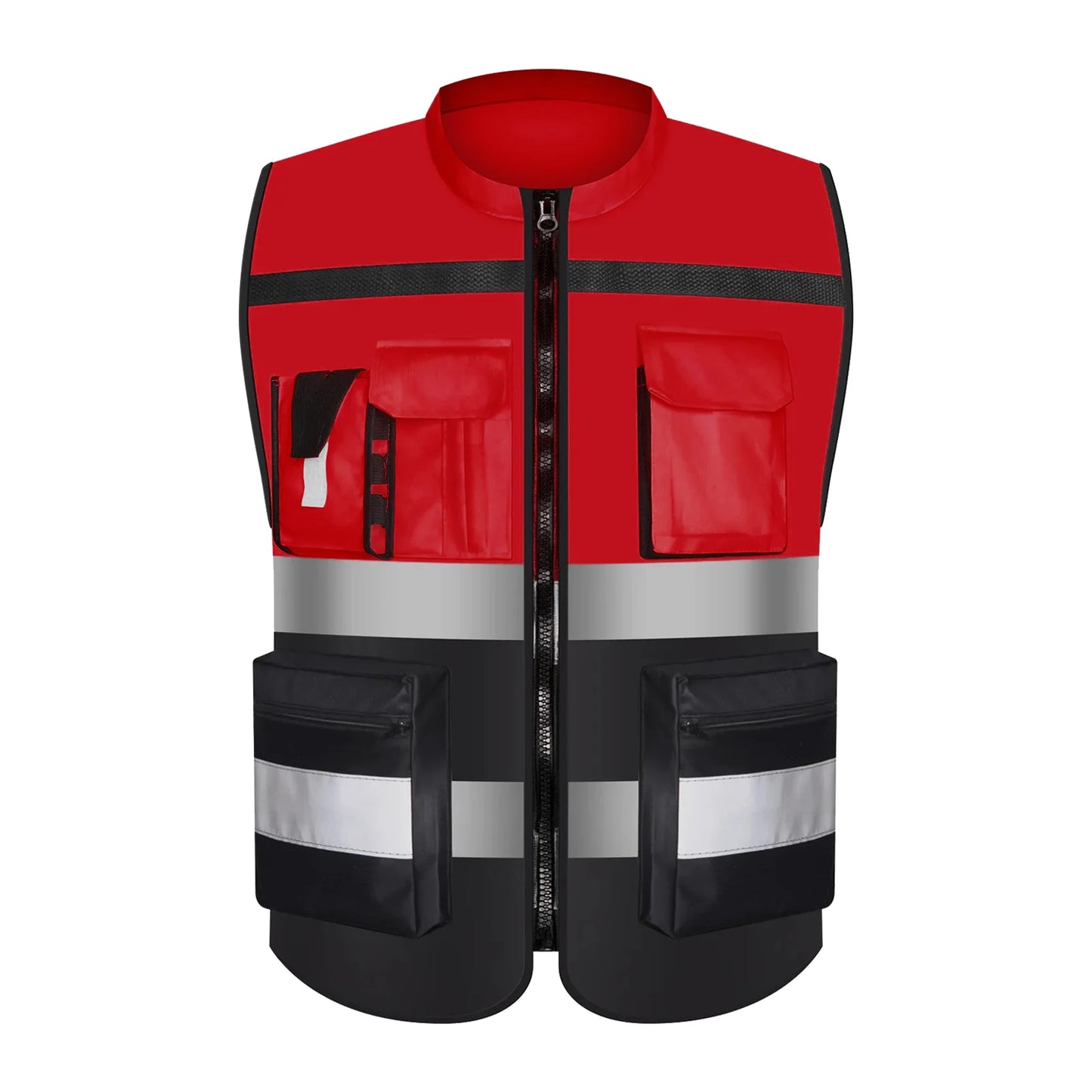 Custom LOGO Safety Vest with Pockets and Zipper Construction Vest Two Tone Workwear Vest Volunteer Uniform