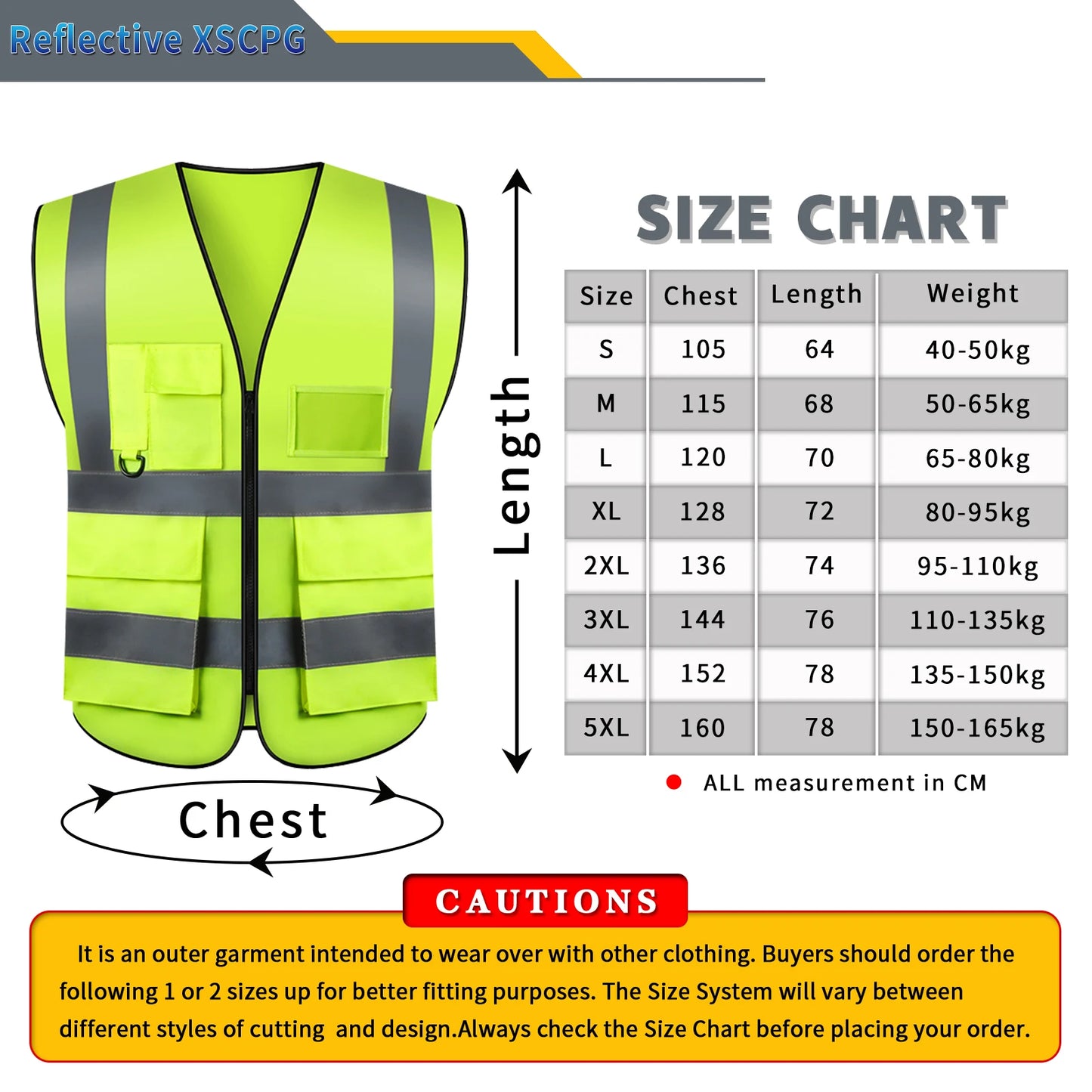 S-5XL Custom LOGO Safety Vest with Pockets and Zipper High Visibility Construction Vest Workwear