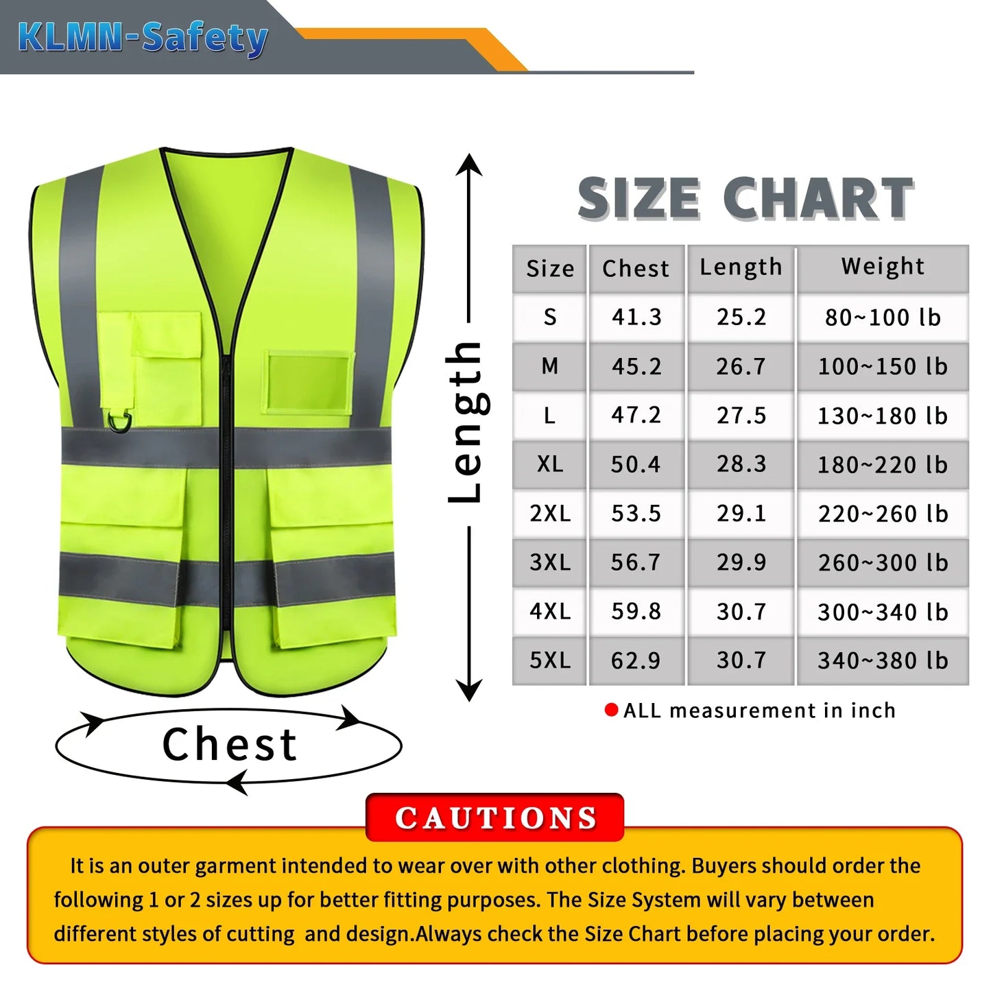 S-5XL Custom LOGO Safety Vest with Pockets and Zipper High Visibility Construction Vest Workwear