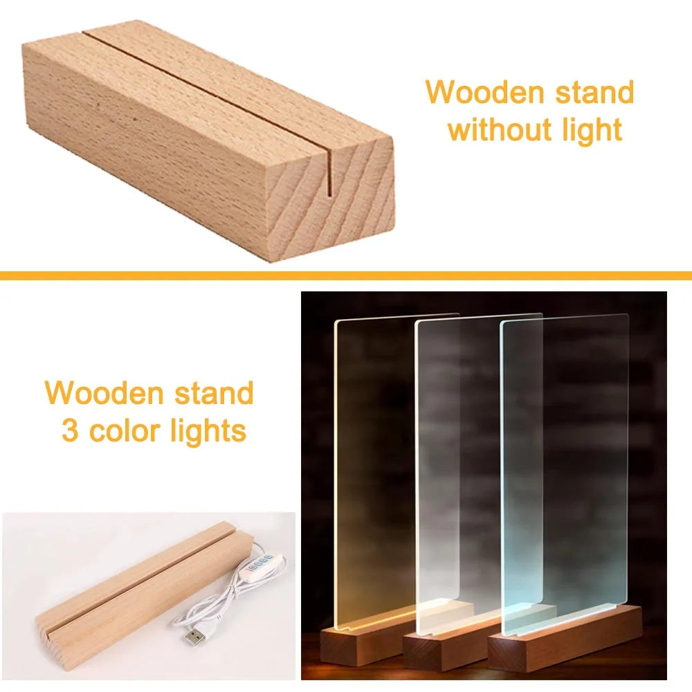 Custom Acrylic Business Logo Sign Personalized Brand QR Plaque Light Lamp Corporate Gifts Wood Social Media Table Decor Sign