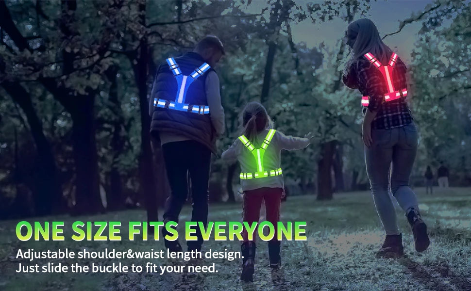 LED Reflective Vest Running Gear, 5 Lights Colors Hi Vis Reflective Gear Rechargeable Light Up Running Vest for Walking Running